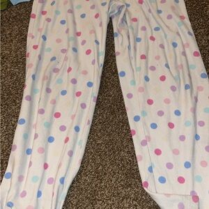 Playful White and Pink Polka Dot Pajama Bottoms